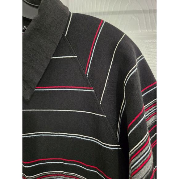 Burnside Men's Polo T-Shirts Size Medium Cotton Short Sleeve Black Striped - Picture 7 of 13